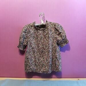 J Crew Womens Size Small Smocked Puff Sleeve Blouse Cotton Poplin Top Floral